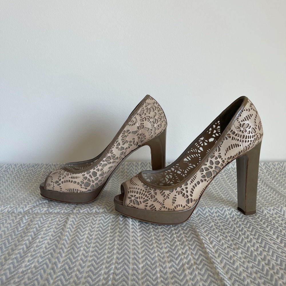 VALENTINO LASER CUT LEATHER 5in HEELS